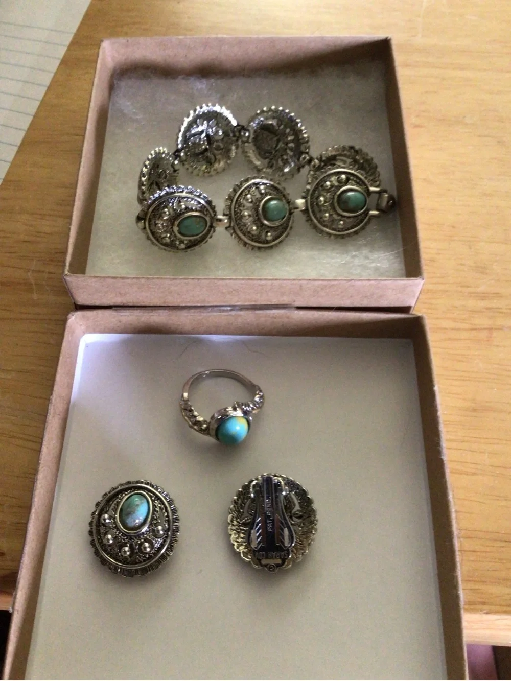 Source Unknown Silver-Tone Bracelet, Ring & Earrings with Turquoise Accents